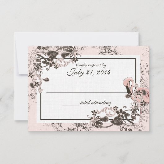 Flamingo Paradise Wedding Response RSVP Kaartje (Voorkant)