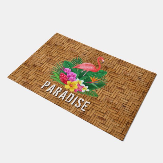 Flamingo Paradise Wicker Print Deurmat (Schuin)