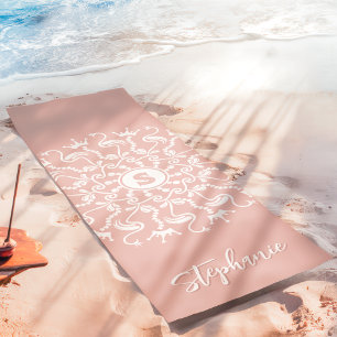 Flamingo Parel Mandala Monogram Roze Strand Yogamat
