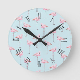 FLAMINGO PARK BLUE Round Wall Clock Ronde Klok