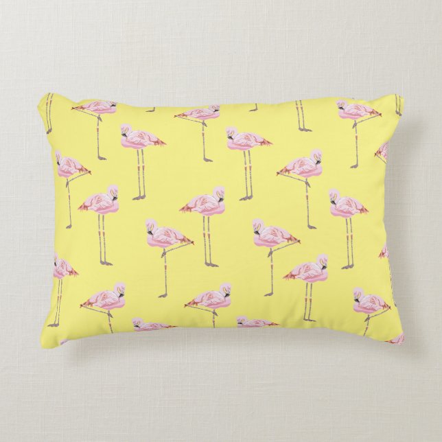 FLAMINGO PARK PINK EN GEEL FLAMINGO Cushion Accent Kussen (Voorkant)