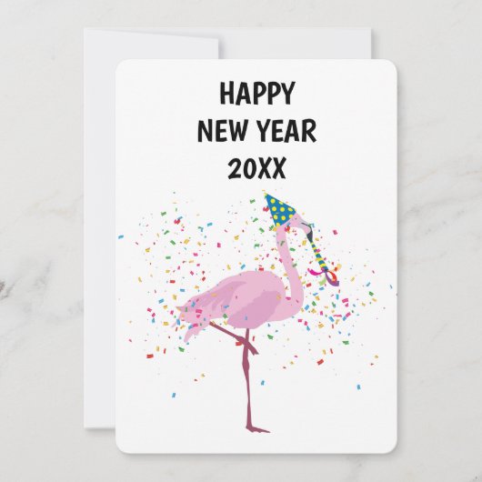 Flamingo Parting - Animals Holiday New Years Card Feestdagenkaart (Voorkant)