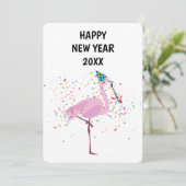 Flamingo Parting - Animals Holiday New Years Card Feestdagenkaart (Staand voorkant)
