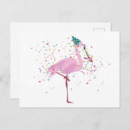 Flamingo Parting - Dieren met een partij Briefkaart (Voorkant / Achterkant)