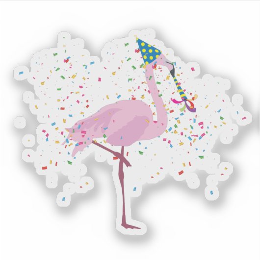 Flamingo Parting - Dieren met een partij Sticker (Voorkant)