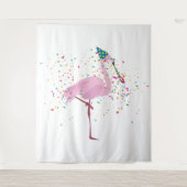 Flamingo Parting - Dieren met een partij Wandkleed (Voorkant)