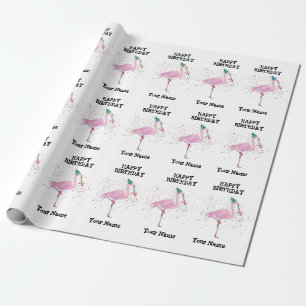 Flamingo Parting - Dieren op de Birthday Party Cadeaupapier