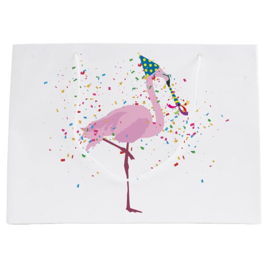 Flamingo Parting - Dieren op de Birthday Party Groot Cadeauzakje (Voorkant)