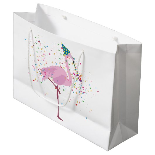 Flamingo Parting - Dieren op de Birthday Party Groot Cadeauzakje (Voorkant Gekanteld)