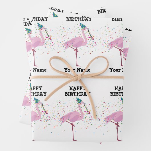 Flamingo Parting - Dieren op de Birthday Party Inpakpapier Vel (In situ)