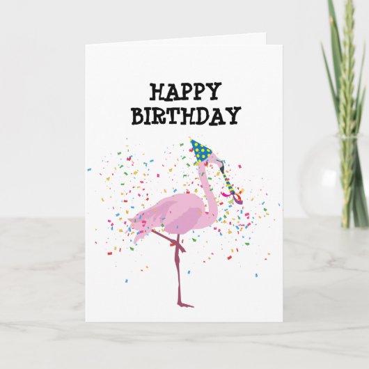 Flamingo Parting - Dieren op de Birthday Party Kaart (Voorkant)