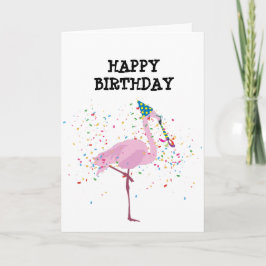 Flamingo Parting - Dieren op de Birthday Party Kaart