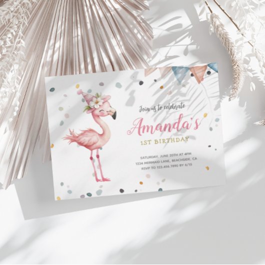 Flamingo Party Animals Roze Verjaardag Uitnodiging