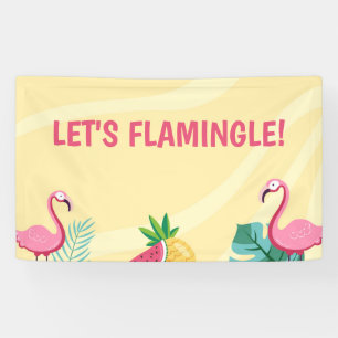 Flamingo Party - Bewerkbaar bord/banner/achtergron Spandoek