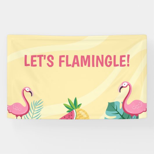 Flamingo Party - Bewerkbaar bord/banner/achtergron Spandoek (Horizontaal)