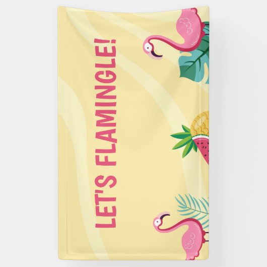 Flamingo Party - Bewerkbaar bord/banner/achtergron Spandoek (Verticaal)
