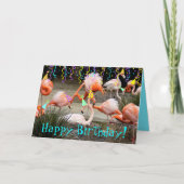 Flamingo Party Birds Happy Birthday Kaart (Voorkant)
