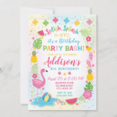 Flamingo Party Birthday Invitation Kaart (Voorkant)