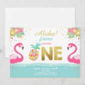 Flamingo party call Tropical Pineappel Luau Kaart (Voorkant / Achterkant)