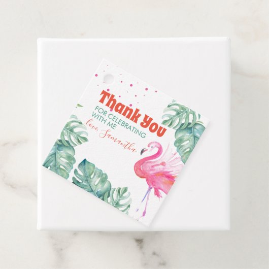 Flamingo Party Dank u Bedankjes Labels (In situ)