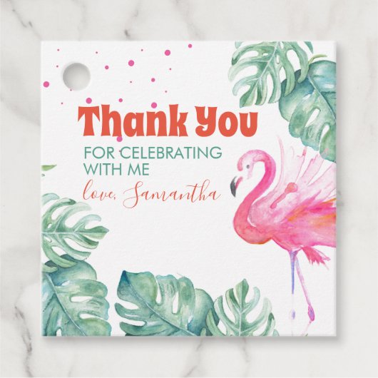 Flamingo Party Dank u Bedankjes Labels (Voorkant)