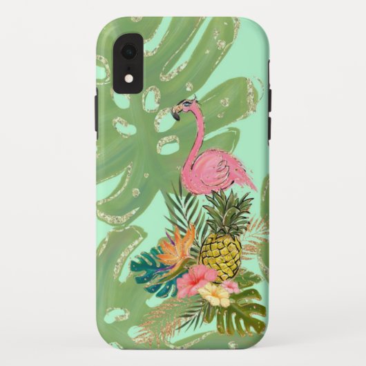 Flamingo Party Hoesje-Mate iPhone Case (Achterkant)