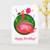 Flamingo Party Illustration Card Kaart (Gele Bloem)