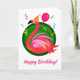 Flamingo Party Illustration Card Kaart