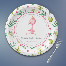 Flamingo Party Personalized Cute Baby shower Papieren Bordje