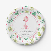 Flamingo Party Personalized Cute Baby shower Papieren Bordje (Voorkant)