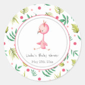 Flamingo Party Personalized Cute Baby shower Ronde Sticker (Voorkant)