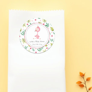 Flamingo Party Personalized Cute Baby shower Ronde Sticker