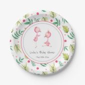 Flamingo Party Personalized Twins Baby shower Papieren Bordje (Voorkant)