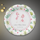 Flamingo Party Personalized Twins Baby shower Papieren Bordje