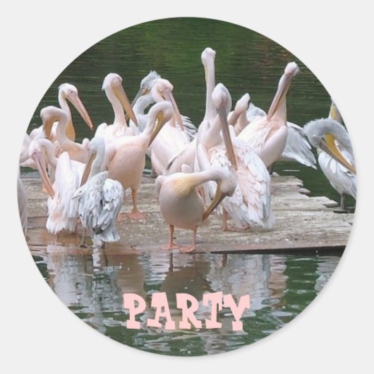 Flamingo Party Ronde Sticker (Voorkant)
