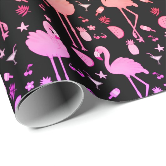 Flamingo Party Technicolor Wrapping Paper Cadeaupapier (Rol Hoek)