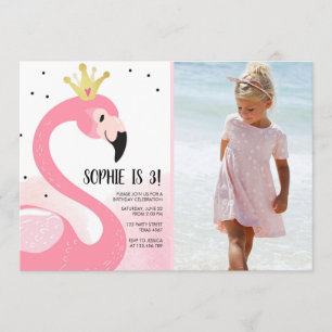 Flamingo party Tropical Pink Gold Girl Birthday Kaart