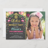 Flamingo party-uitnodiging Tropical Birthday luau Kaart (Voorkant)