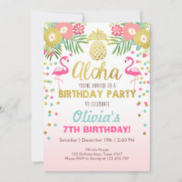 Flamingo party-uitnodiging Tropical Birthday luau Kaart