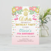 Flamingo party-uitnodiging Tropical Birthday luau Kaart (Staand voorkant)