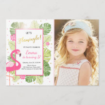 Flamingo party-uitnodiging Tropical Birthday luau