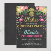 Flamingo party-uitnodiging Tropical Birthday luau Kaart (Voorkant / Achterkant)