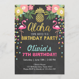 Flamingo party-uitnodiging Tropical Birthday luau Kaart