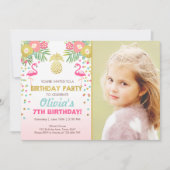 Flamingo party-uitnodiging Tropical Birthday luau Kaart (Voorkant)