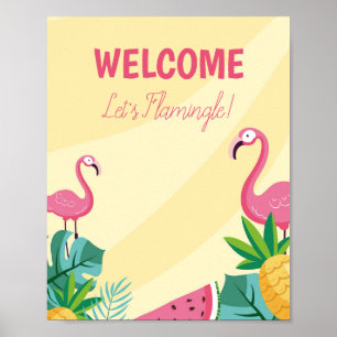 Flamingo Party - Welkomstteken/banner/Poster Poster