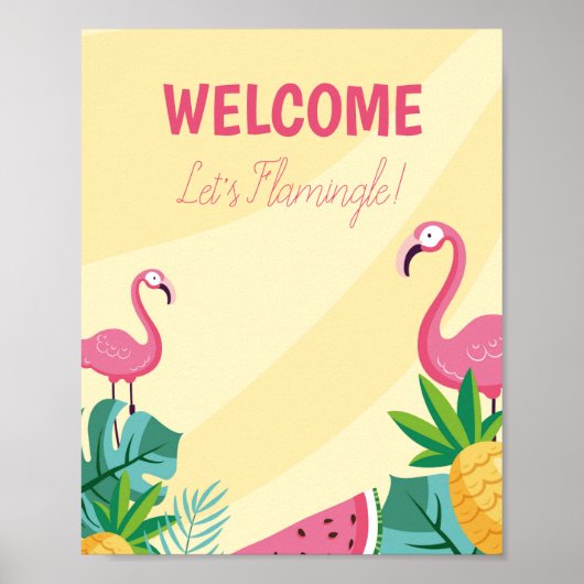 Flamingo Party - Welkomstteken/banner/Poster Poster (Voorkant)