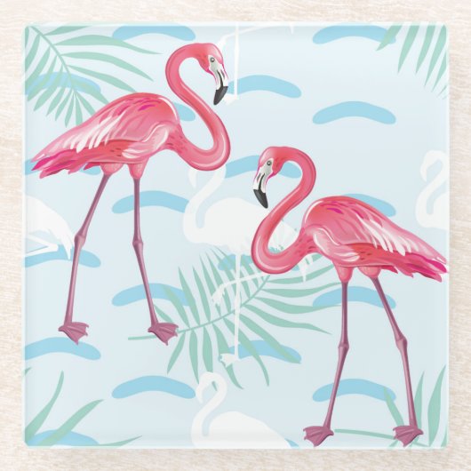 flamingo patroon 2 glazen onderzetter (Voorkant)