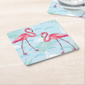 flamingo patroon 2 kartonnen onderzetters (Schuin)