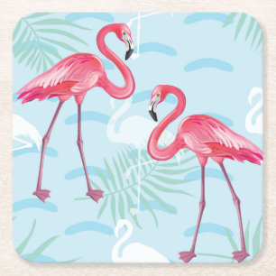 flamingo patroon 2 kartonnen onderzetters