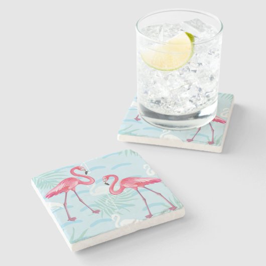 flamingo patroon 2 stenen onderzetter (Zijkant)